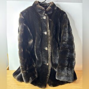 Vintage Russel Taylor’s “Mincara”Luxurious Brown Button Up Faux Fur Coat